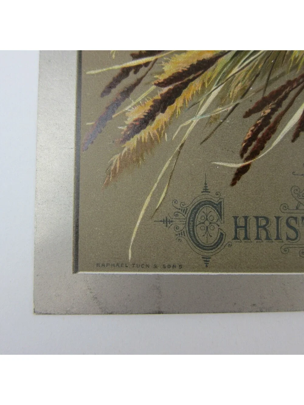 Victorian Christmas Card Flowers Yellow & White Raphael Tuck & Sons Antique